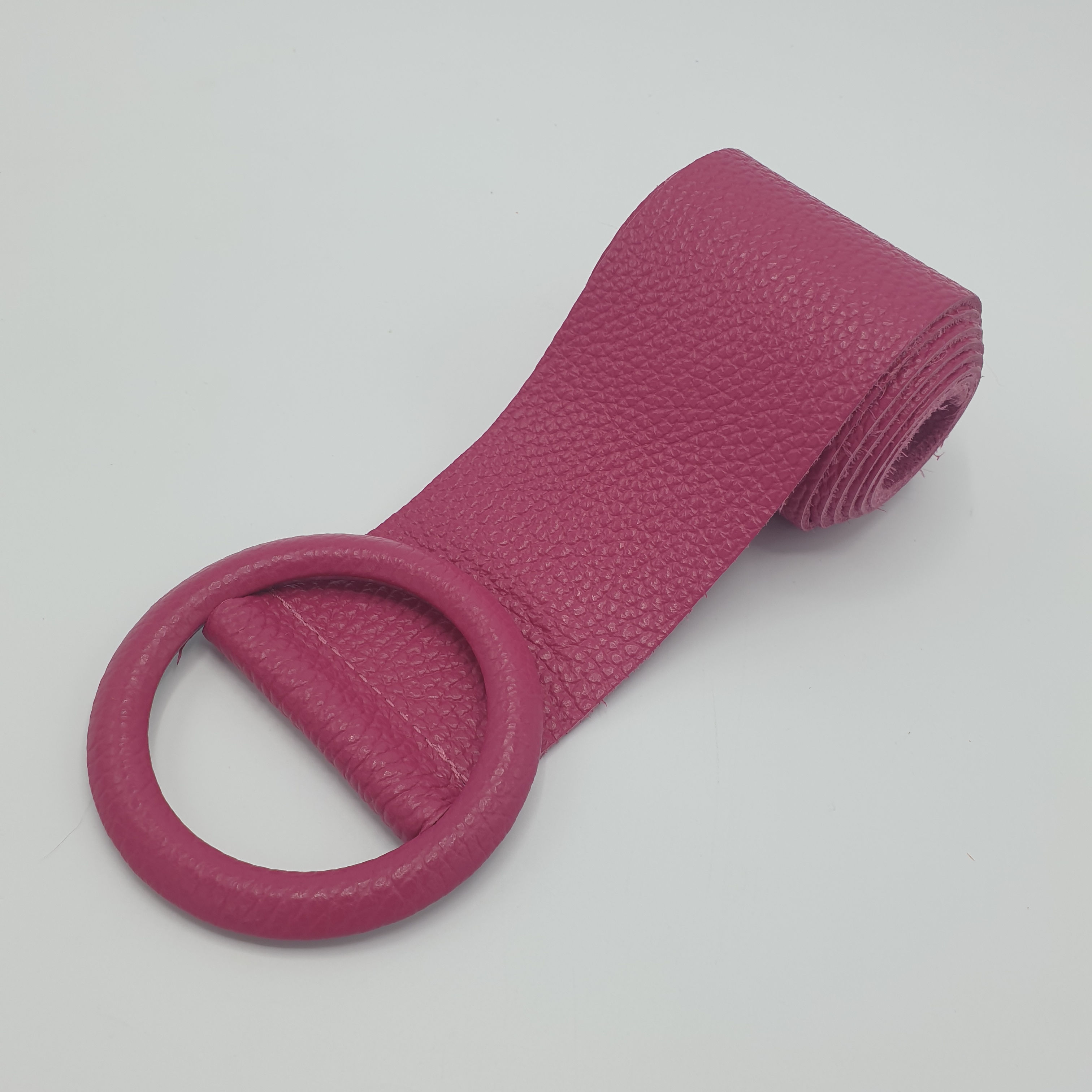 Fuchsia pink soft leather wide cinch belt