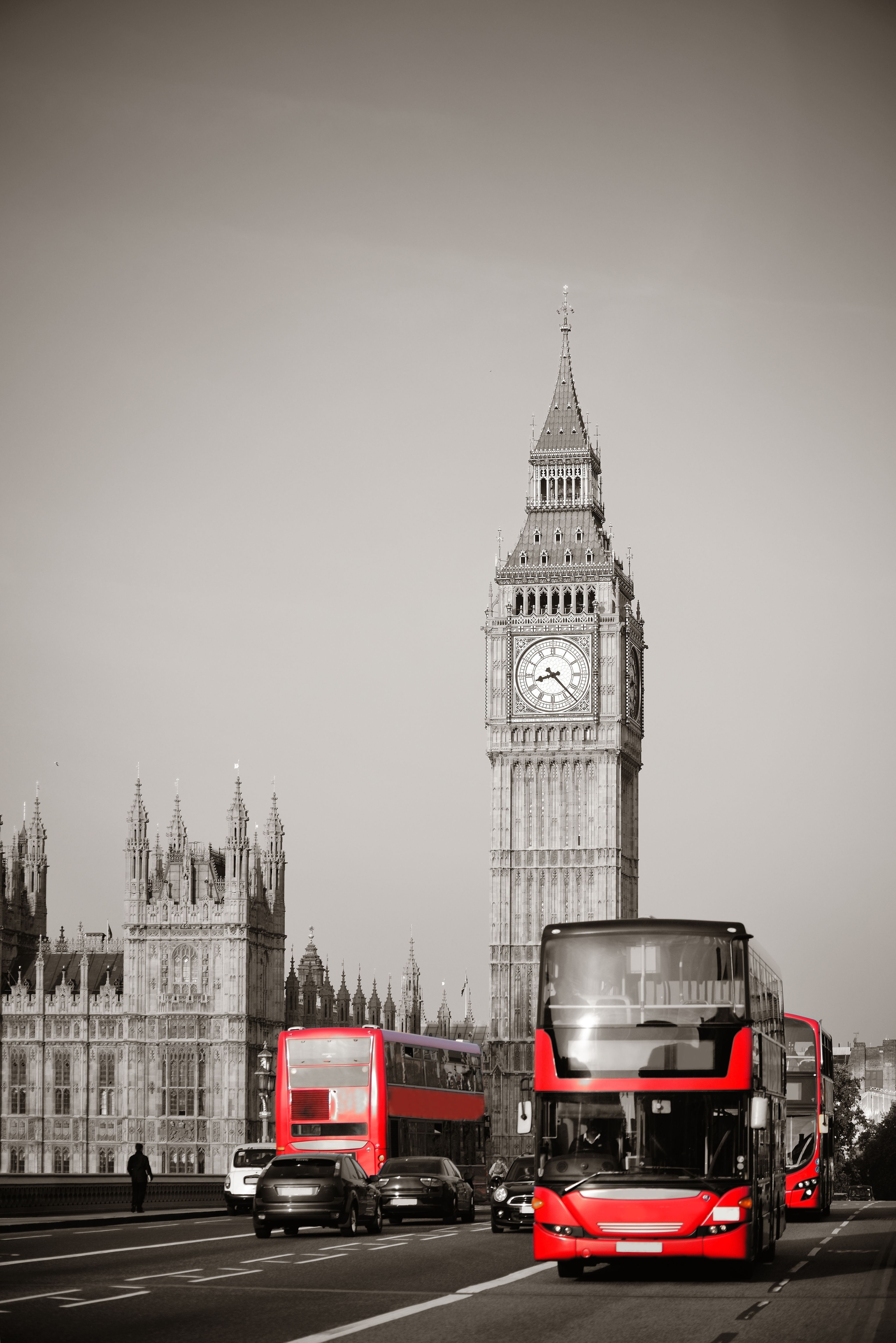 London black & white and red bus
