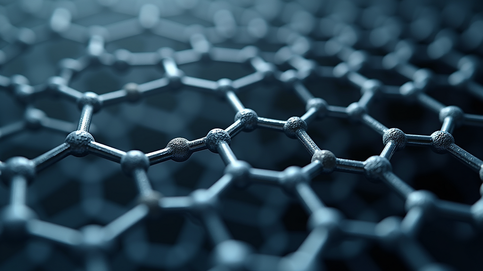 Close-up view of a graphene lattice structure