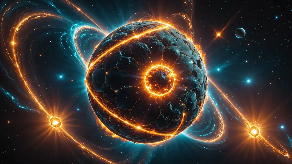 High angle view of a magnetar visualization in space