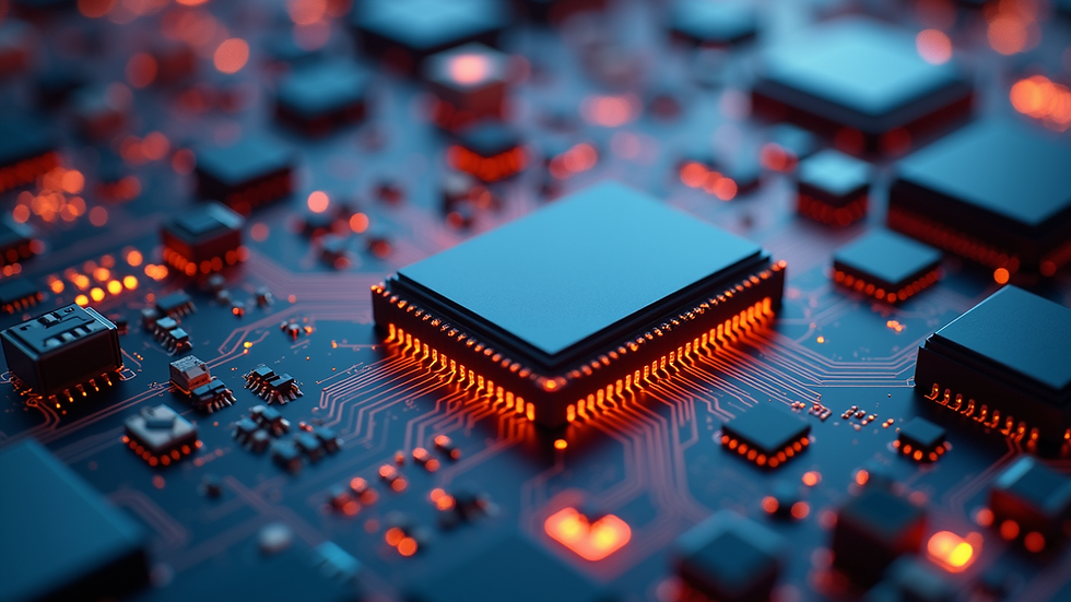 High angle view of a futuristic electronic device concept