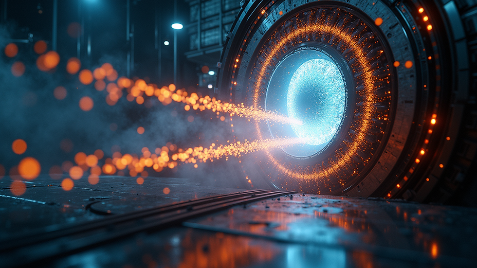 High angle view of a particle collider in action