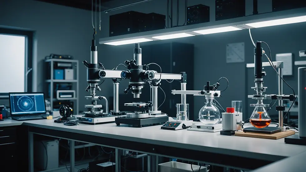 Eye-level view of an advanced laboratory setup for quantum experiments