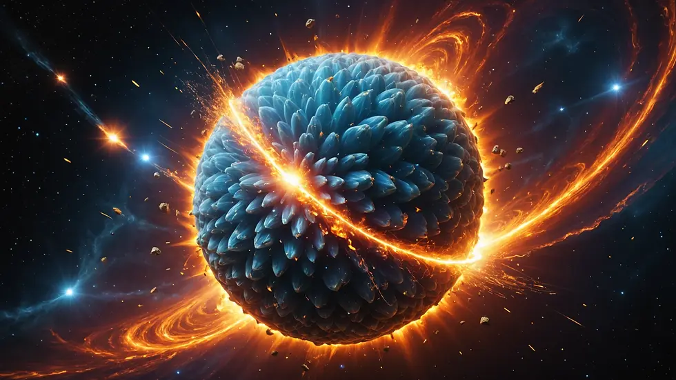 Close-up view of a neutron star explosion simulation