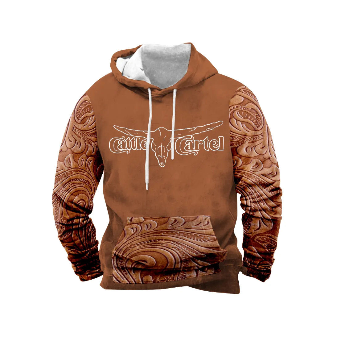 Tooled Leather Print Cattle Cartel Hoodie