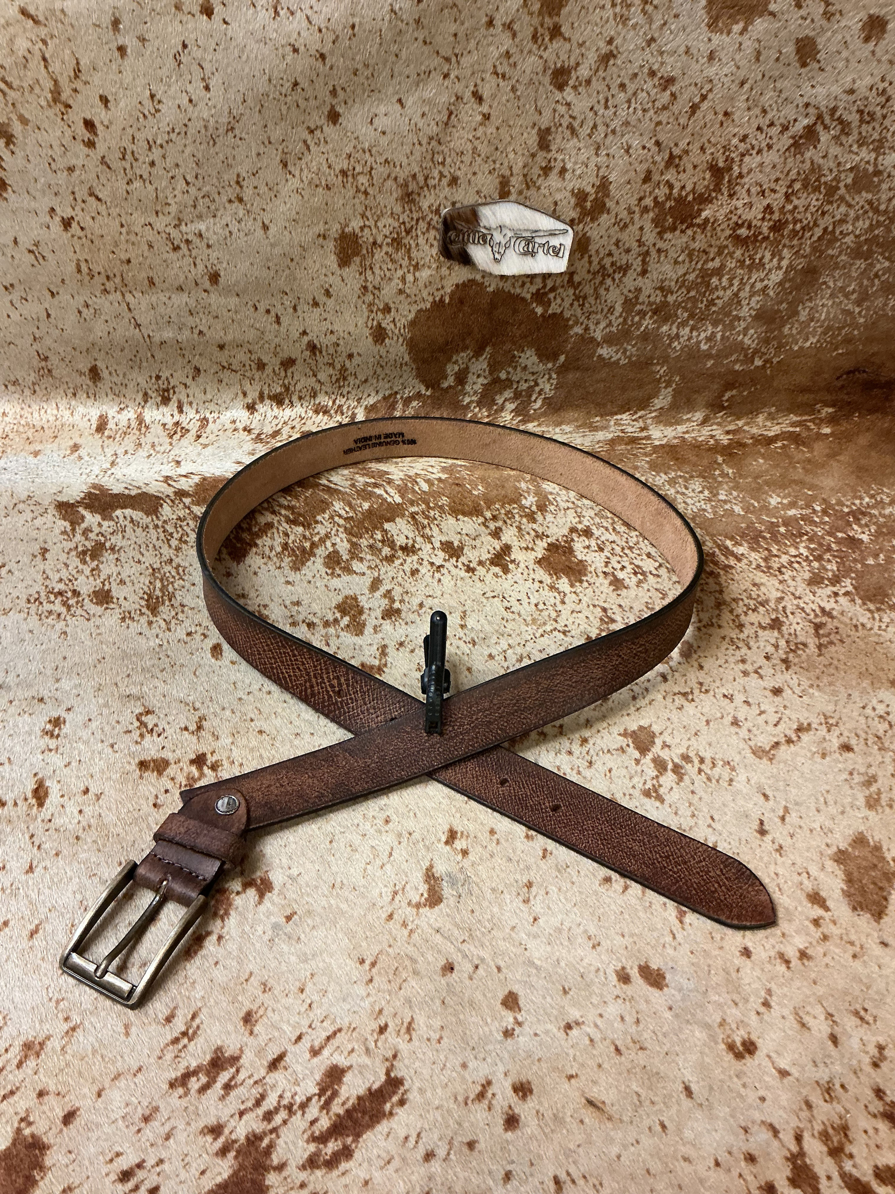 Belt, Brwn Distressed Smooth Leather