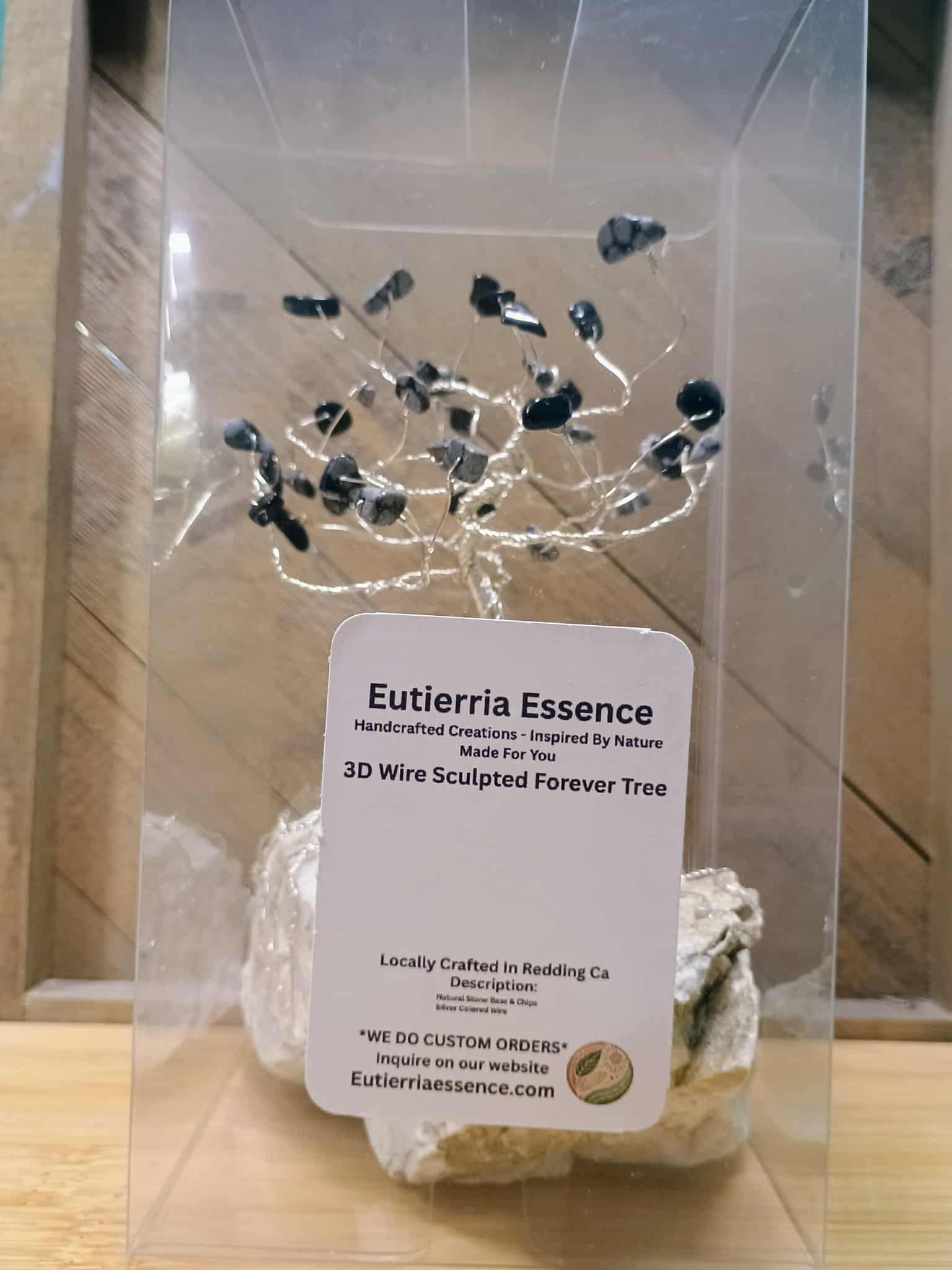 Snowflake Obsidian 3D Sculpted Forever Tree - River Shadow