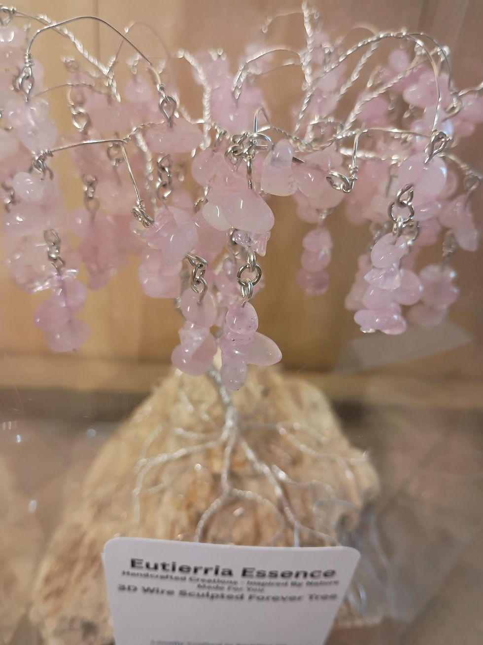 Top View Rose Quartz Forever Willow Tree - Rose Quartz Crystal Tree Sculpture