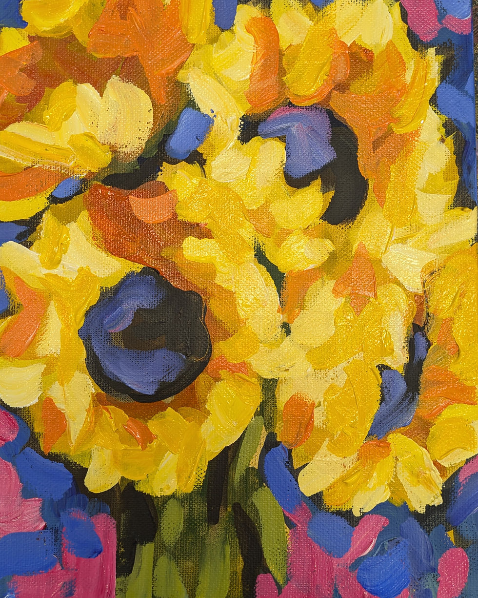 Paint big Loose Fall Blooms from life in Acrylic paint with Lisa Leskien