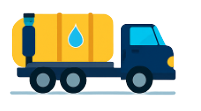 Ilustração de caminhão de coleta de óleo lubrificante usado da FFL Comércio de Óleos.