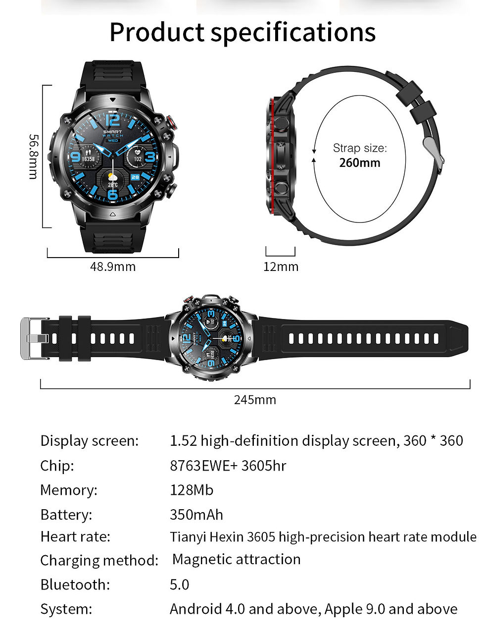 Thumbnail: V91 1.39 INCH ROUND DISPLAY SMART WTACH