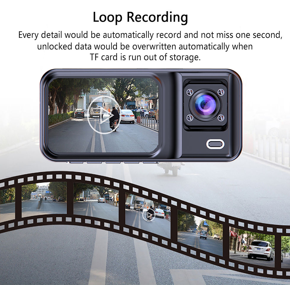 Thumbnail: 3 Channel Dash Cam for Cars Camera Black Box 1080P Video Recorder Rear View Came
