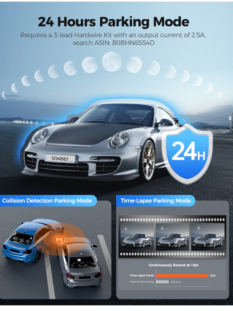 Thumbnail: Car DVR 1296P Dash Cam Smart Voice Control WiFi Free APP G-sensor Emergency Rec-06