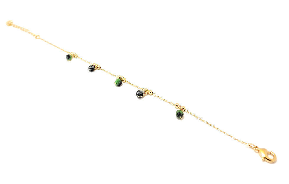 Thumbnail: Bracelet Plaqué Or Pierre Rubis Zoisite