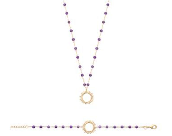 Bracelet Plaqué Or Pierre Améthyste