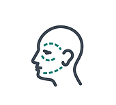 icon of head with areas around the face lined