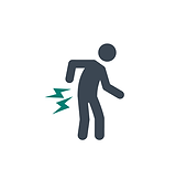 icon of a person with two lightening bolts near back indicating pain