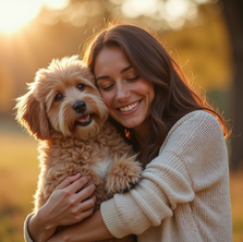 A dog and his mom