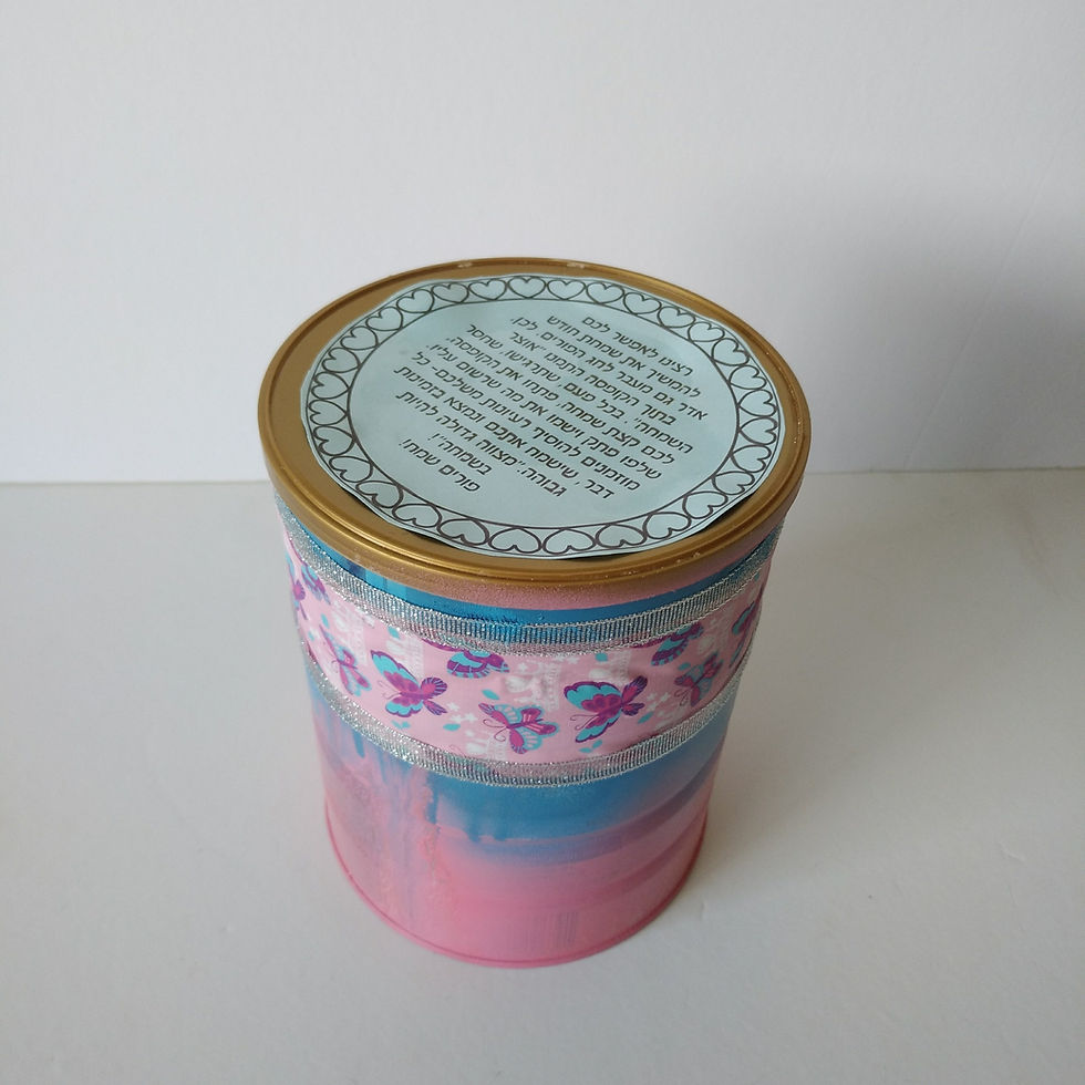 דוגמה לקופסת השמחה, רעיון למשלוח מנות מקורי המכיל פתקים עם פעילויות משמחות.