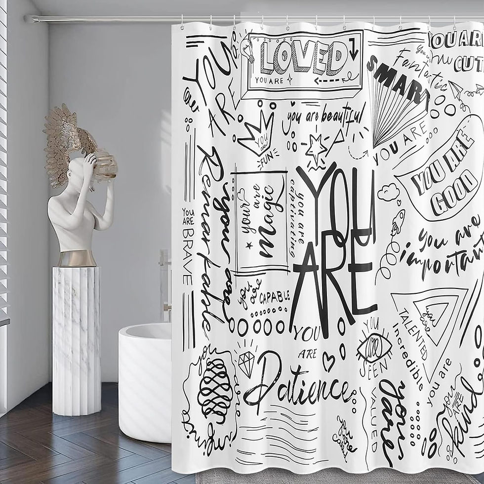 Inspirational Art Shower Curtain - Black and white pattern adds modern luxury to your space