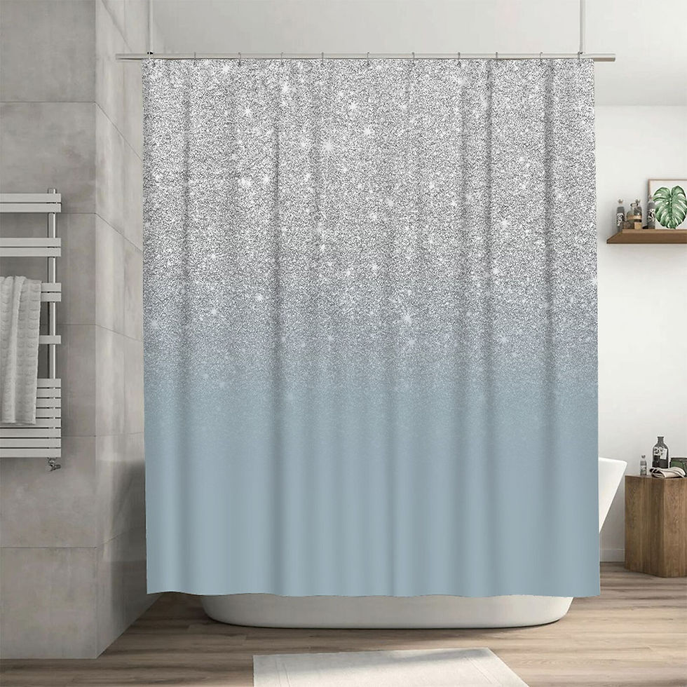 Thumbnail: The Sparkly Ombre Shower Curtain is Eco-Friendly, has No harmful pigments, safe for families and children.