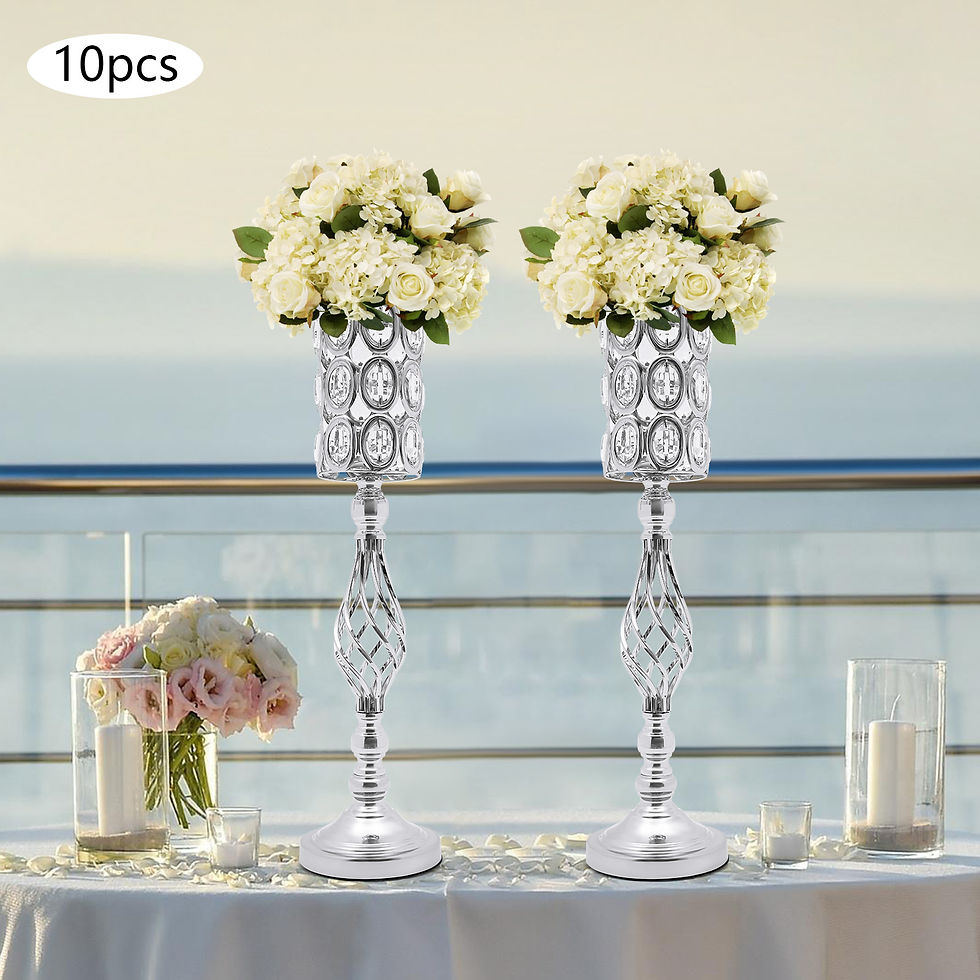 Thumbnail: Silver Crystal Wedding Flower Vase Centerpieces Set (10pcs) - by the beach