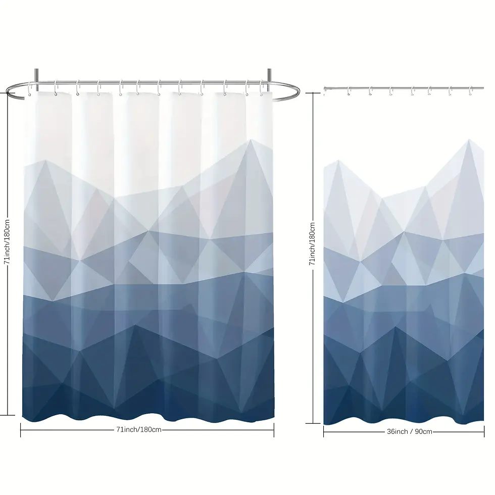 Thumbnail: Blue White Geometric Shower Curtain