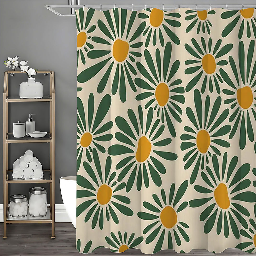 Rustic Green & Gold Floral Shower Curtain