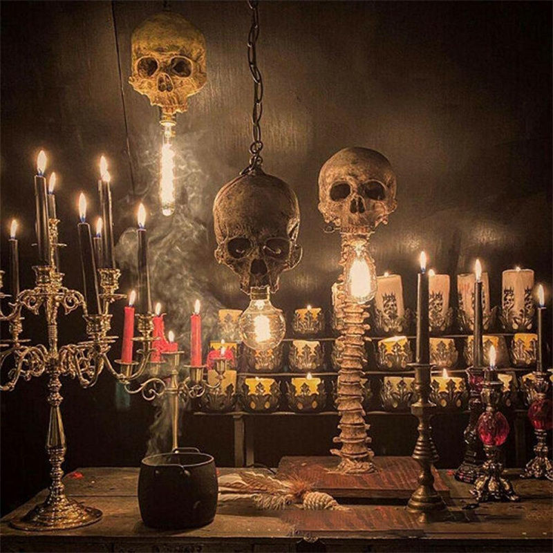 Thumbnail: Halloween Gothic Skull Resin Table Night Lamp