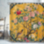 Yellow Peony & Bird Shower Curtain - Elegant peony flowers and perched birds create a serene, high-end look