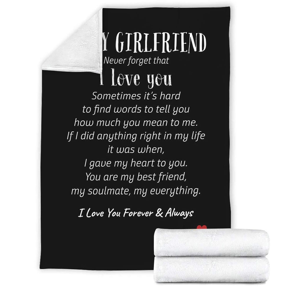 "To My Girlfriend" Romantic Flannel Throw Blanket black background and white back