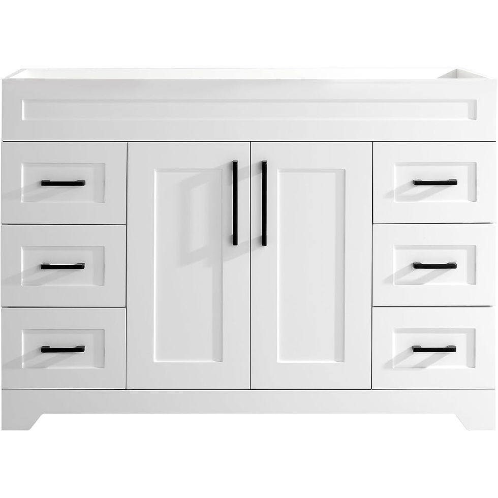 AquaSoul home decor - MKDK 48" White Bathroom Vanity Cabinet – 6 Drawers, 2 Doors