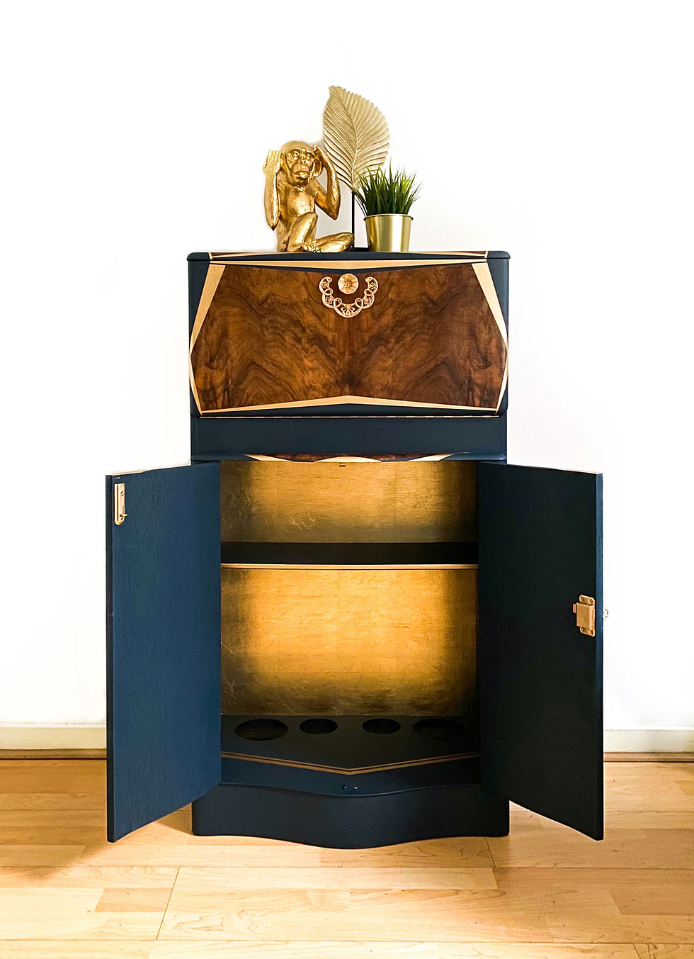 Thumbnail: Navy Blue Art Deco Cocktail Cabinet