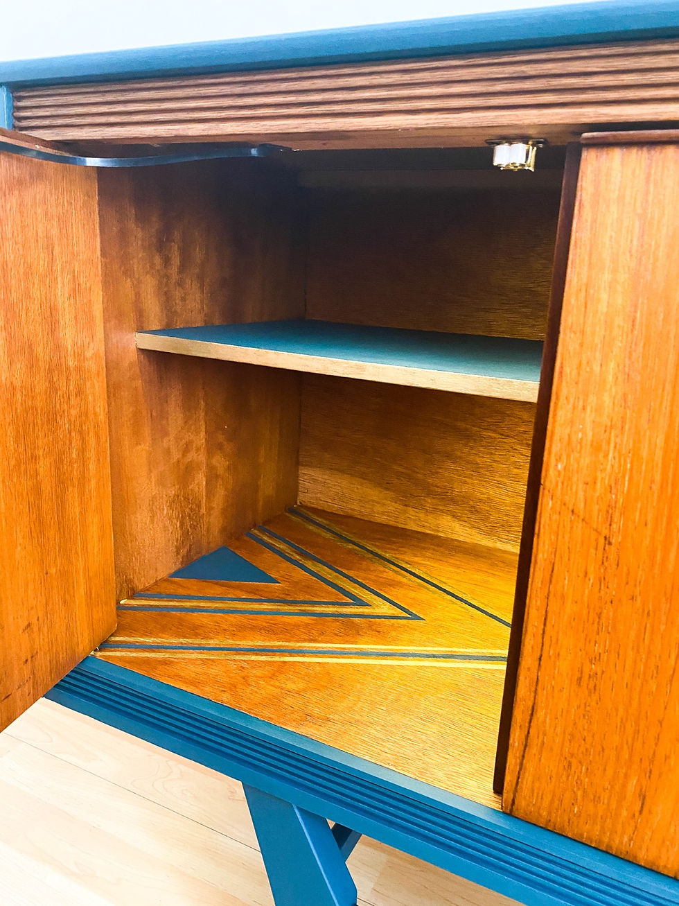 Thumbnail: Beautility Blue/Teal Walnut Sideboard, Cocktail Cabinet