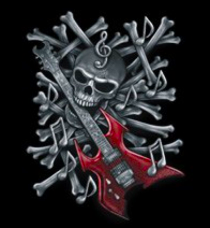 Skull Guitar T-shirt Transfers 12pc 