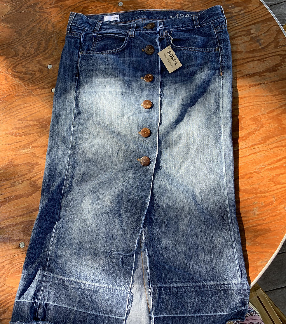 Thumbnail: Button Front Jean Skirt by Kokua