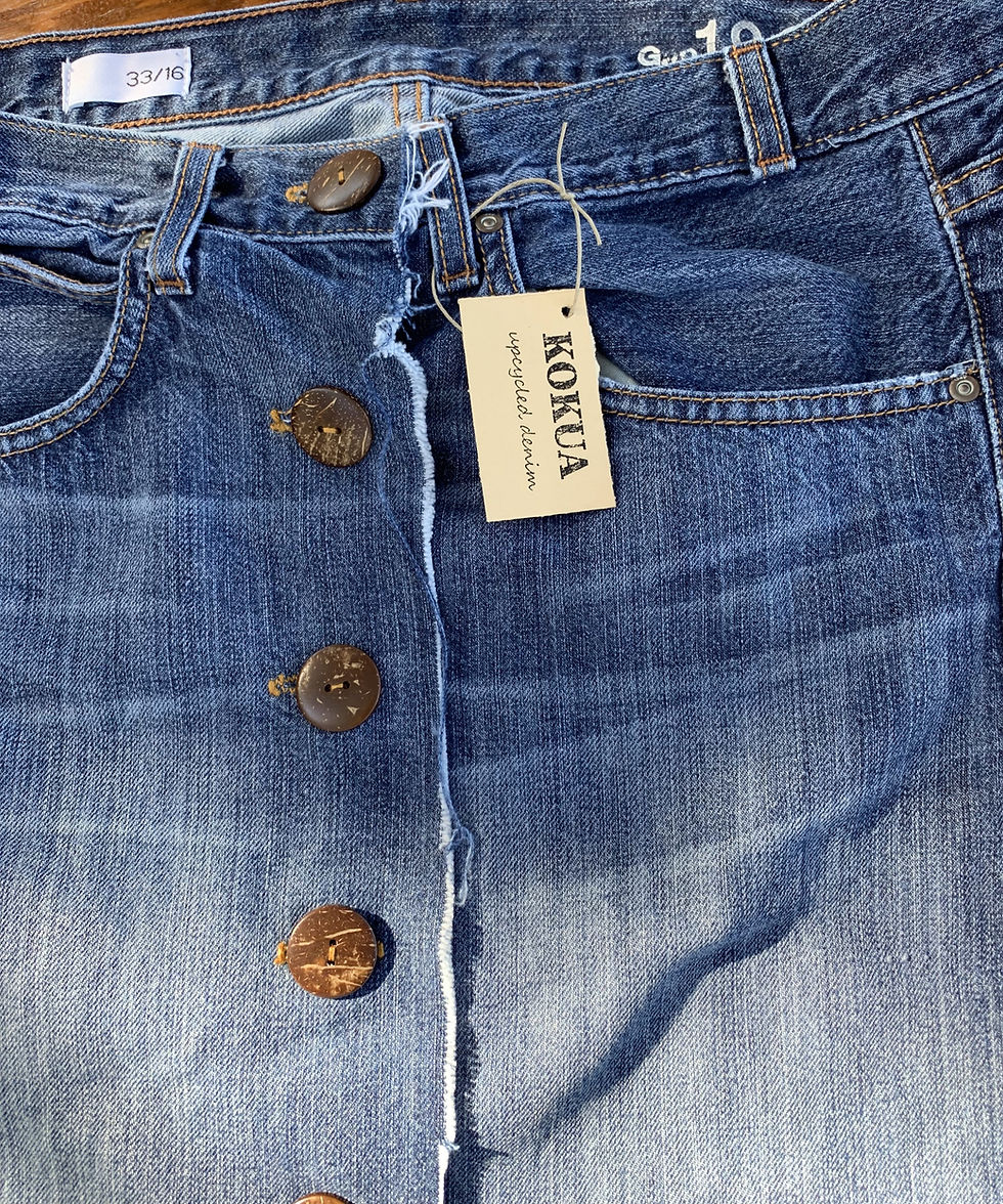 Thumbnail: Button Front Jean Skirt by Kokua