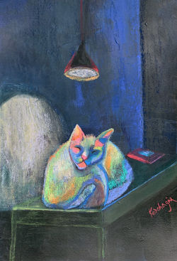 Белый Кот под красной лампой