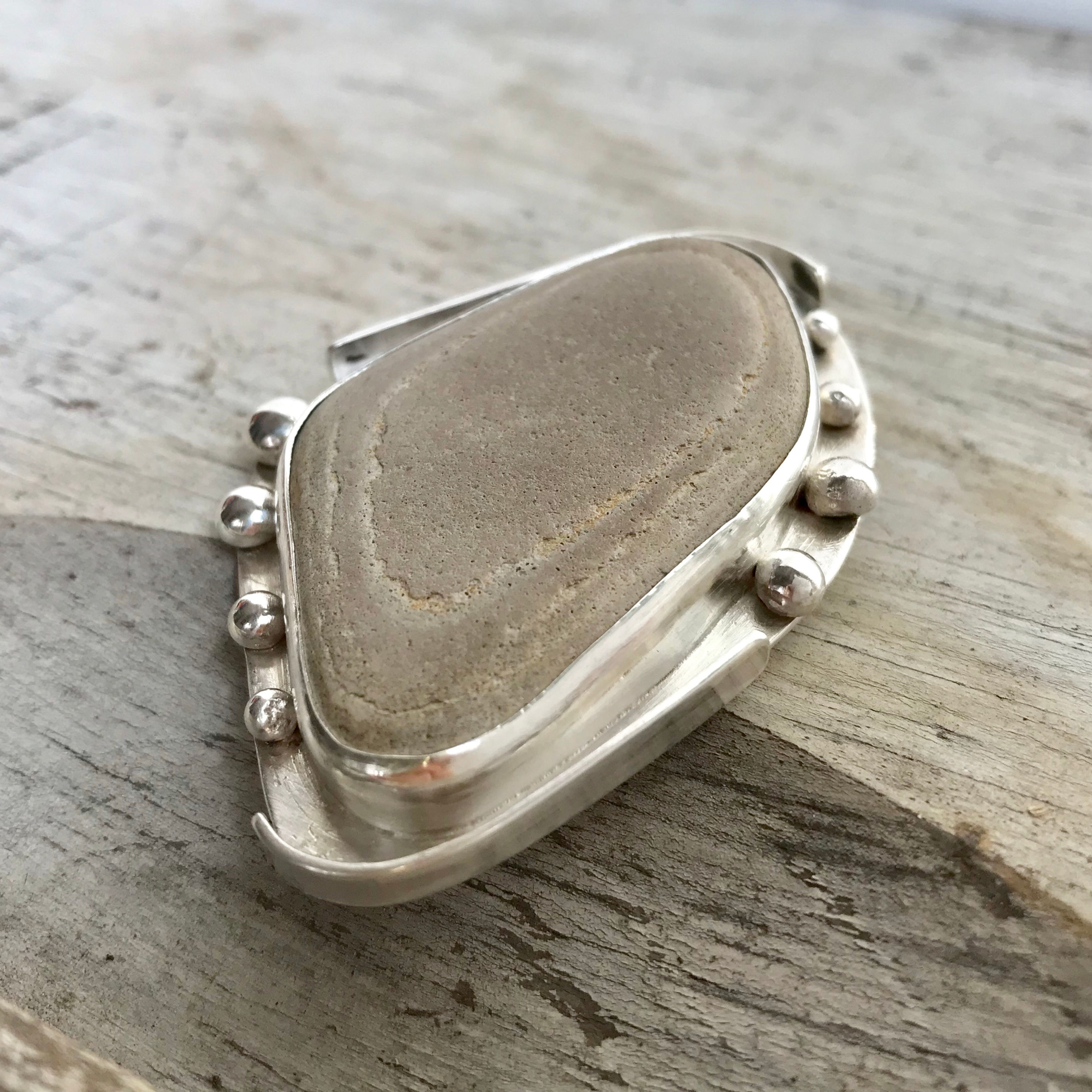 STERLING SILVER and beach stone