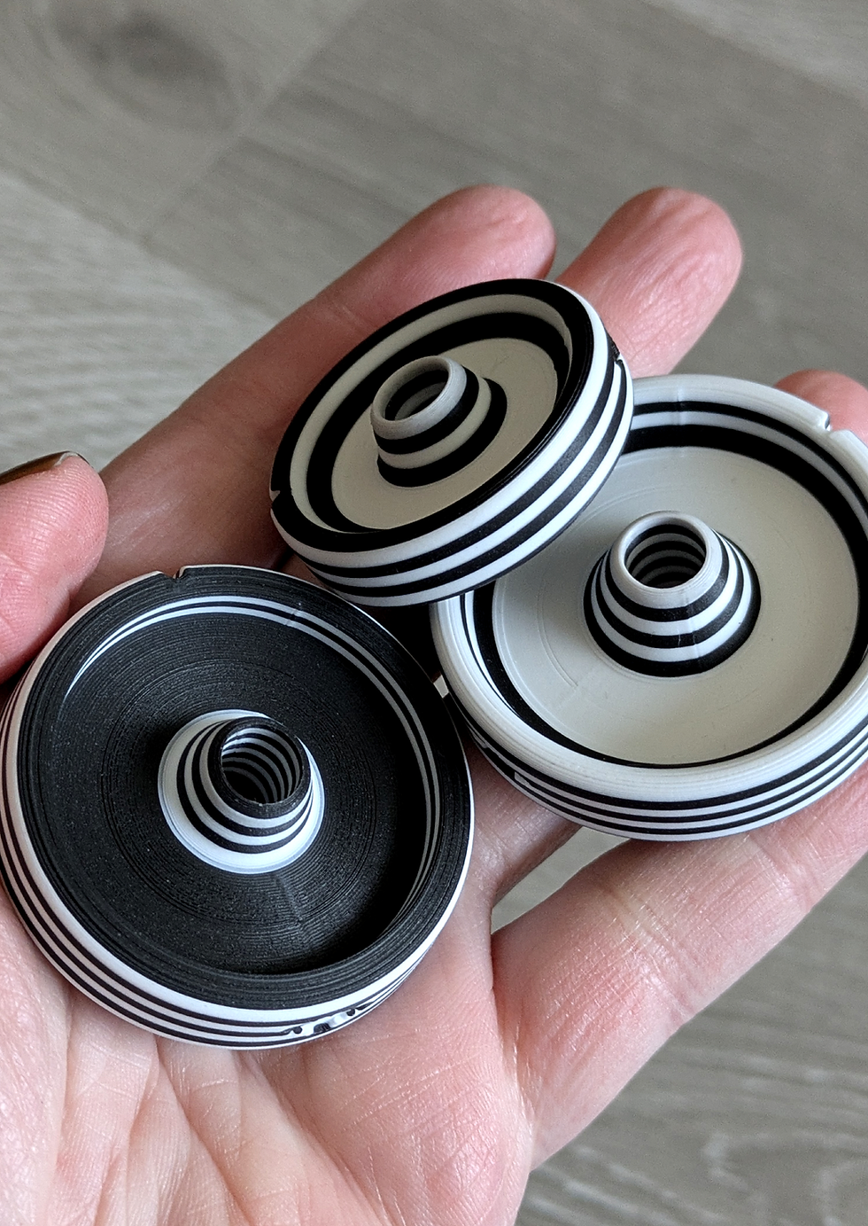 Thumbnail: Black & White Micro Stripe - Interchangeable Whorl Drop Spindle