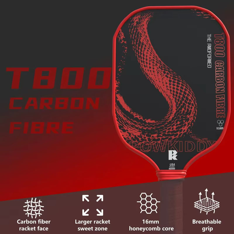 Pickleball T800 Carbon Fiber Hot-Pressed 16mm Professional Competitive Sports Pa