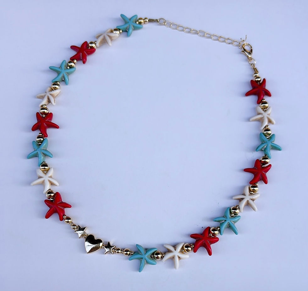 Kalp uçlu renkli deniz yıldızı  kolye