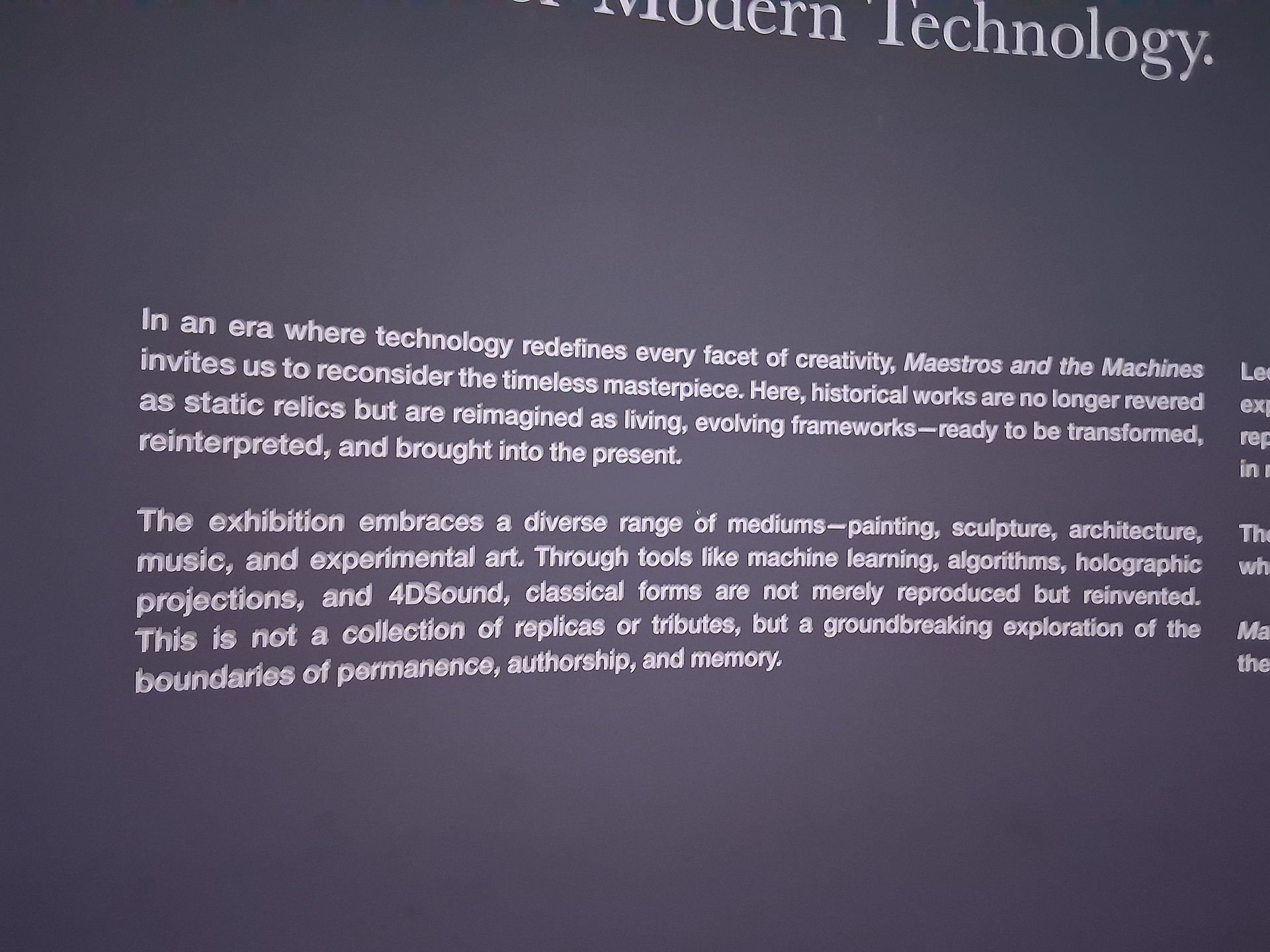 Continuation of Description of what museum is about: an artwork display featuring immersive exbibits