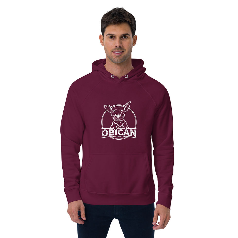 थंबनेल: Obican Guau Guau White - Unisex eco raglan hoodie
