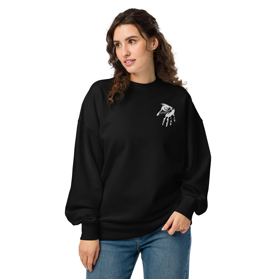 Miniatura: Sudadera unisex extragrande orgánica Guardian Hand White