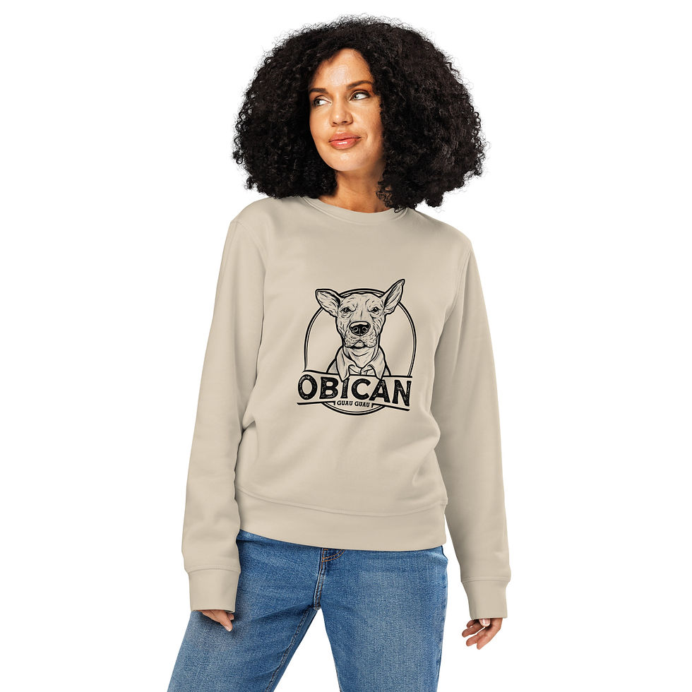 Miniature : Obican Guau Guau Black - Unisex organic mid-weight sweatshirt