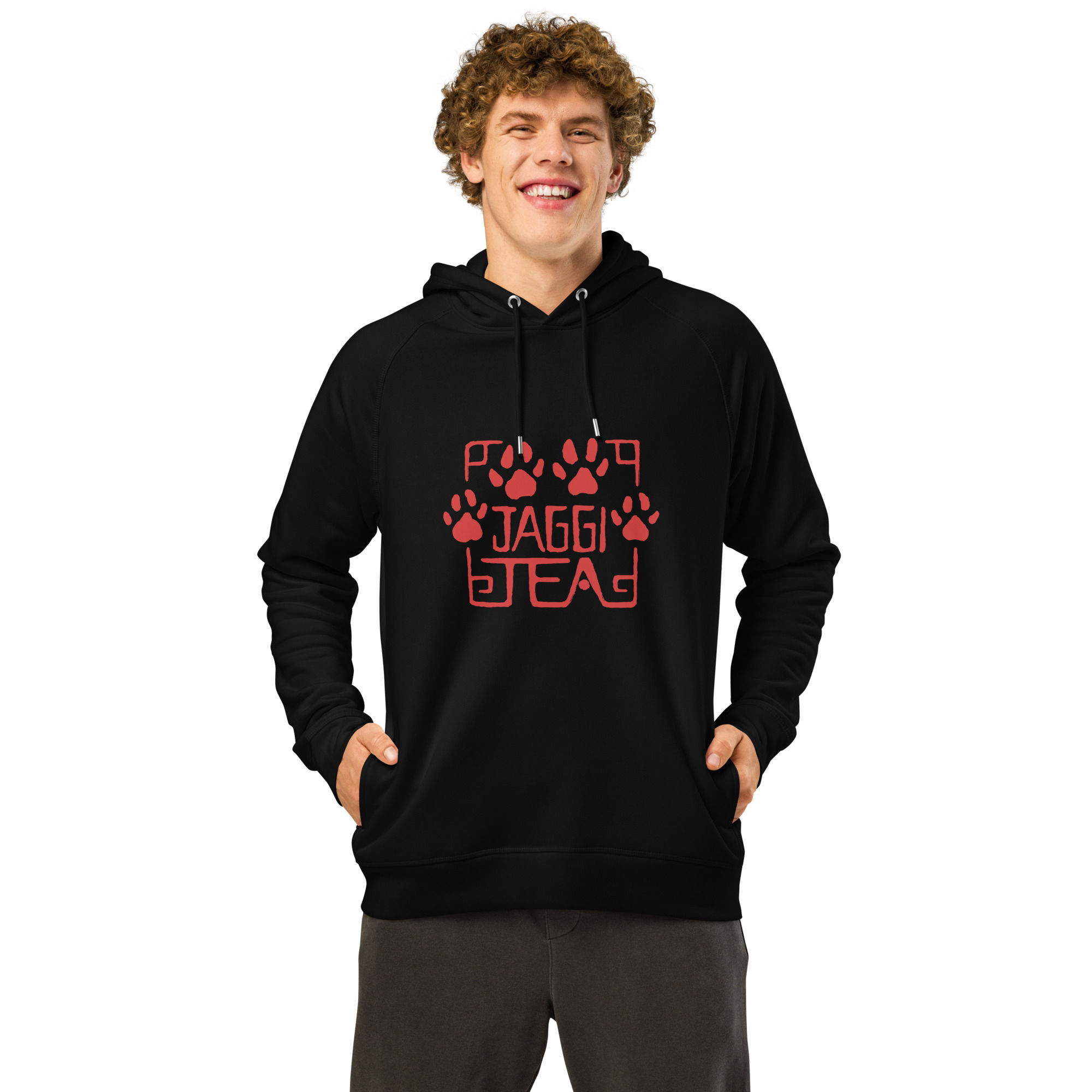 Jaggi Jeag Red - Unisex organic side pocket hoodie