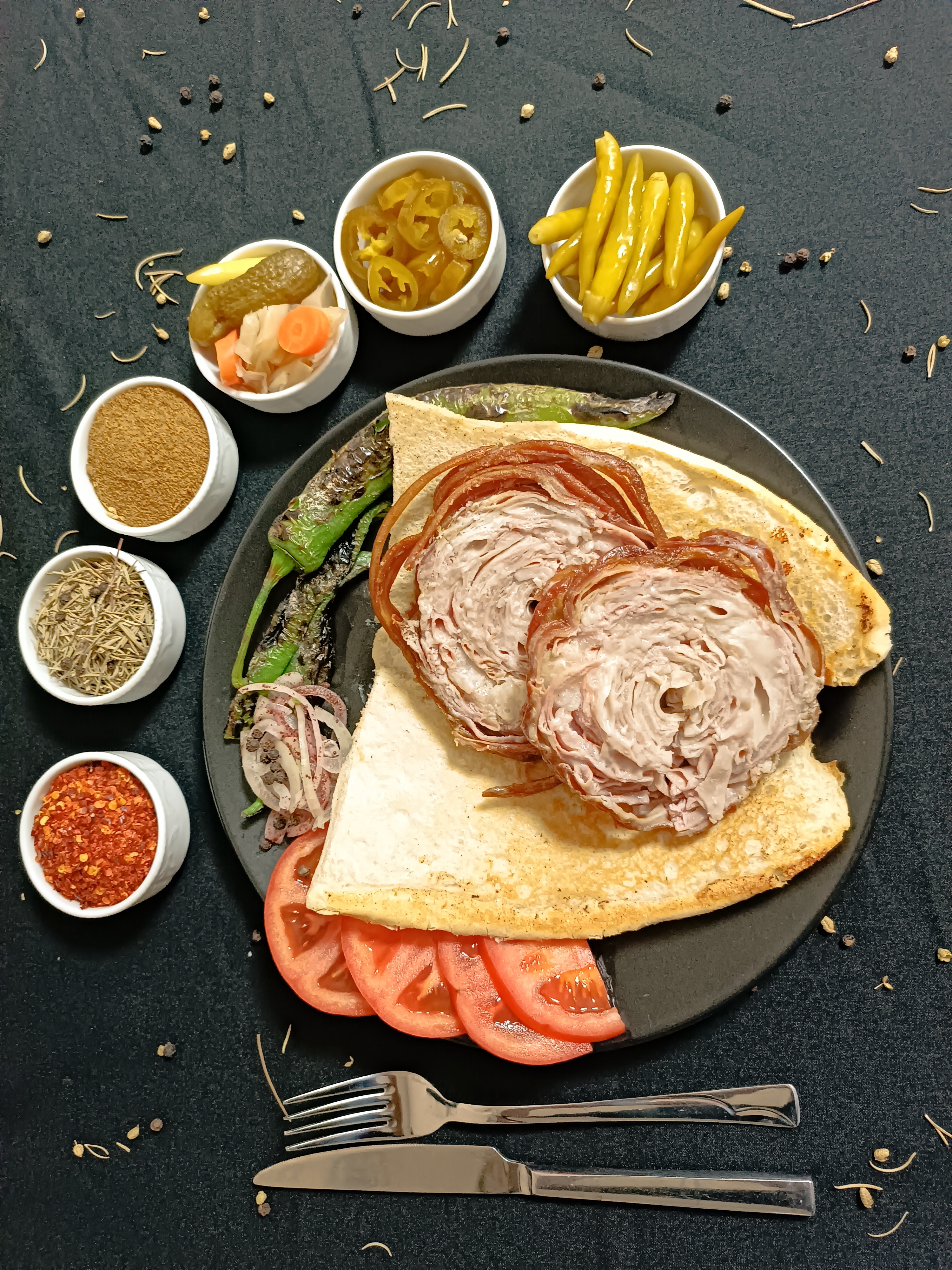 Arranged Food and Objects