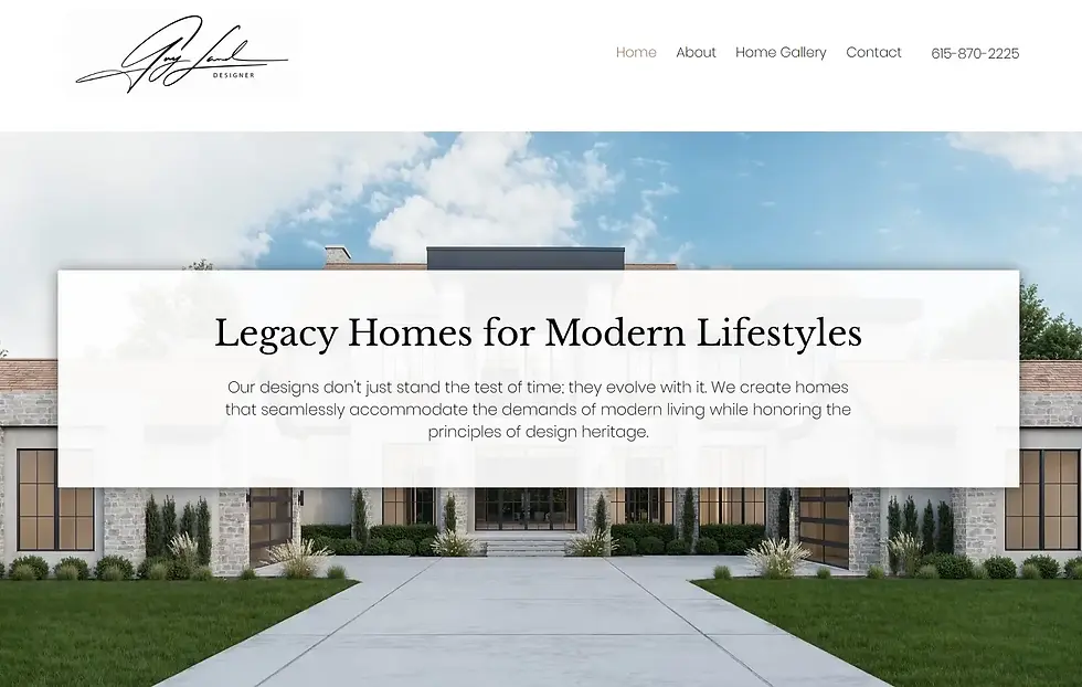 guy land custom homes website homepage
