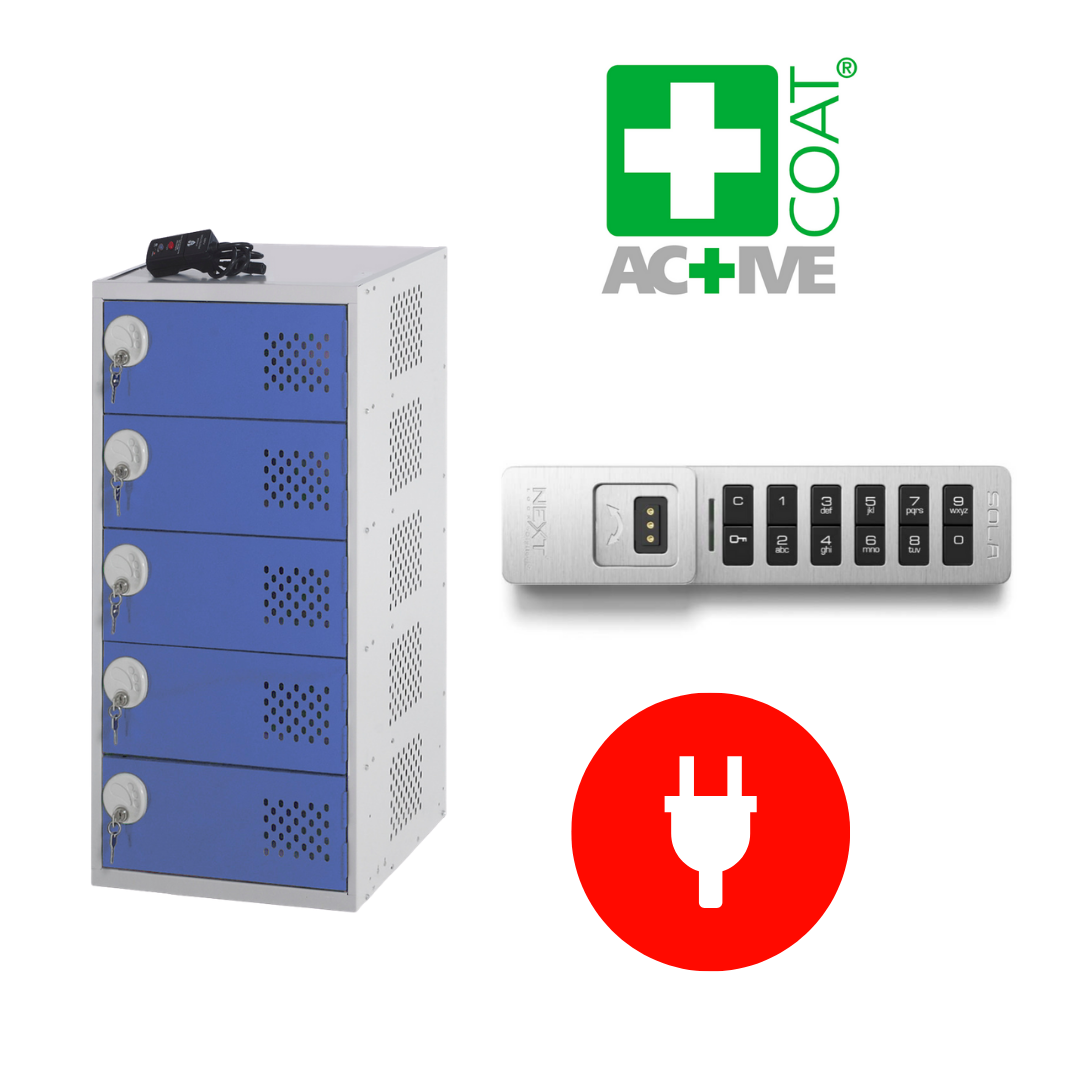 5-Door Laptop Locker with Charging fitted with Digital Keypad Locks